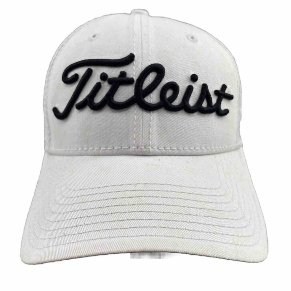 Titleist Footjoy‎ Hat Cap Men's S/M White Fitted Golf Golfer Sportswear Academia - Picture 1 of 9